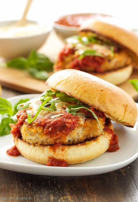 Hamburger Alternatives, Chicken Parmesan Burgers, Chicken Parm Burger, Homemade Hamburger Patties, Hamburger Recipes Patty, Burger Toppings, Parmesan Recipes, Patties Recipe, Homemade Hamburgers