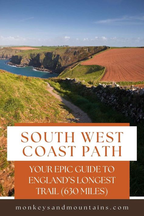 The South West Coast Path is one of the most spectacular walking trails in England. It’s also the longest, stretching 630 miles (1014 km) along the rugged and beautiful coastline from Somerset to Dorset. #southwestcoast #southwestcoastpath #england #unitedkingdom #trail #coastal #coastalaesthetic #hiking Walking Trail, South West Coast Path, Long Trail, Hiking Routes, Walking Routes, Walking Trails, Mountain Hiking, Explore Nature, South West