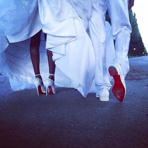 His & Hers Louboutin.. Louboutin Heels Outfit, Louboutin Wedding, Red Bottoms, Wedding Matches, Trendy Wedding, Dream Wedding Dresses, Christian Louboutin Shoes, Perfect Match, Celebrity Style