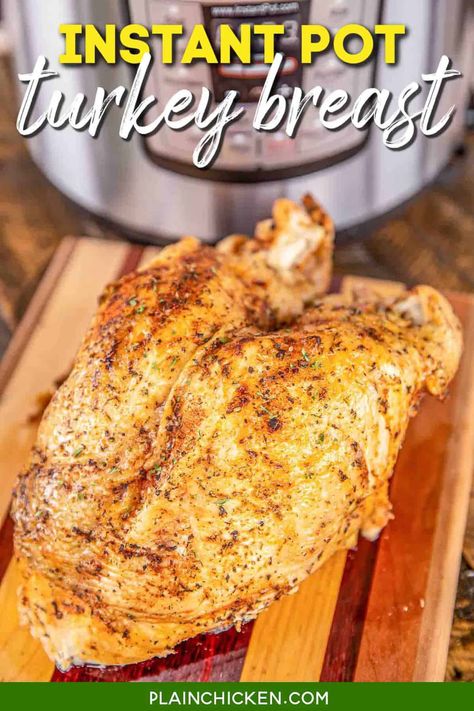 Instant Pot Turkey Breast - the most tender and juicy turkey ever!!! Brine the turkey in a mixture of salt, paprika, garlic, brown sugar, thyme, pepper, onion powder, basil and a little cayenne then cook in the Instant Pot. Ready to eat in about an hour! SO easy and SOOO delicious!!! Stress-free Thanksgiving and Christmas meal!! #turkey #instantpot #thanksgiving #christmas #glutenfree Instant Pot Turkey Breast, Best Turkey Gravy, Instant Pot Turkey, Juicy Turkey, Slow Cooker Turkey Breast, Christmas Meal, Slow Cooker Turkey, Turkey Breast Recipe, Cranberry Salad