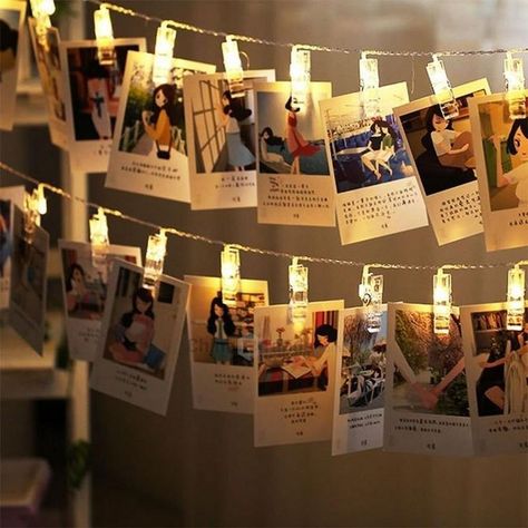 Clip String Lights, Christmas Card Display, Starry Lights, String Lights Wedding, Battery String Lights, Clip Lights, Photo Clips, Hanging Photos, Decorating With Christmas Lights