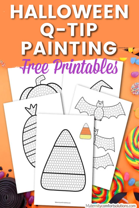 Halloween Q Tip Painting, Pumpkin Q Tip Painting Printable, Fall Q Tip Painting Printables Free, Halloween Lesson Plans For Toddlers, Halloween Fine Motor Activity, Halloween Lesson Plans Preschool, Q Tip Painting Printables Free, Qtip Crafts, Halloween Music For Kids