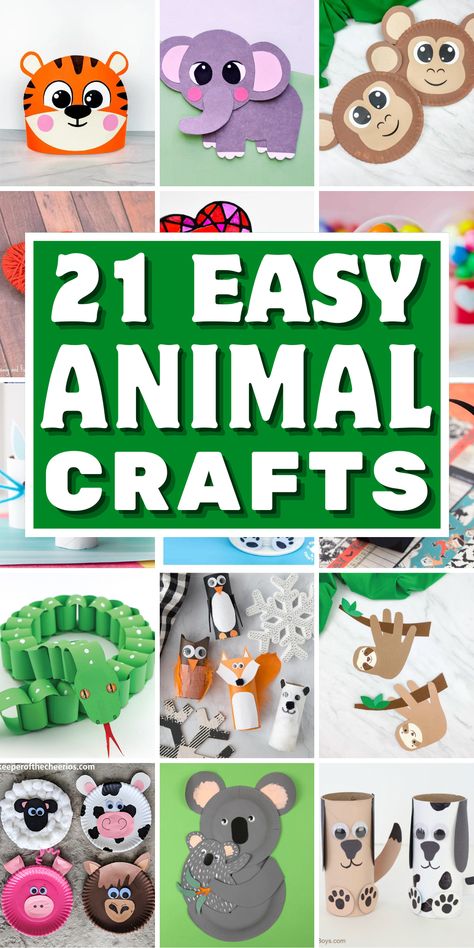 Looking for fun and easy animal crafts for kids and preschoolers? Discover a variety of DIY craft ideas like paper plate crafts, handprint crafts, and felt crafts. Explore the world of farms, zoos, jungles, and forest animal crafts with our exciting craft ideas. Let your little ones unleash their creativity with these easy and cute craft projects. Start your safari-themed adventure today with our collection of paper animal crafts. Animal Crafts Preschool Easy, World Wildlife Day Crafts For Kids, Animal Crafts For 1st Grade, Animal Construction Paper Crafts, Foam Animals Crafts, Wild Animal Art And Craft For Preschool, Creation Of Animals Craft, Easy Zoo Crafts For Preschoolers, Animals Teaching Ideas