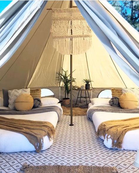 Bell Tent Interior, Cozy Living Room Decor Ideas, Bell Tent Glamping, Tents Camping Glamping, Cozy Living Room Decor, Hacks For Kids, Tent Living, Beach Hacks For Adults, Beach Hacks Clever Ideas