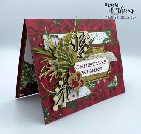 Stampin Up Leaves, Leaves Of Holly, Handcrafted Christmas Cards, Chrismas Cards, Boughs Of Holly, Christmas Leaves, Poinsettia Cards, Fun Christmas Cards, Stamped Christmas Cards