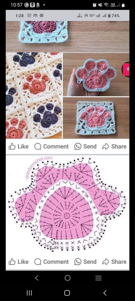 Fancy Granny Square Crochet Pattern, Confection Au Crochet, Easy Crochet Stitches, Crochet Motif Patterns, Crochet Design Pattern, Crochet Circles, Beginner Crochet Projects, Crochet Simple, Crochet Square Patterns