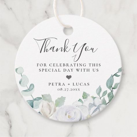 $14.35 | Dusty Sage Botanical Wedding Thank You #watercolor, greenery, boho, pretty, foliage, rustic, trendy, dusty sage, silver sage, floral Thank You Tags For Favors, Wedding Guest Gifts Party Favors, Green Wedding Favors, Thank You Card Design, Dusty Sage, Wedding Gift Tags, Watercolor Greenery, Sage Green Wedding, Unique Favors