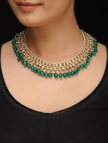 Jade Necklace Indian, Silver Necklace Prom, Gold Jewelry Prom, Pop Jewelry, Temple Jewelry Necklace, Indian Wedding Jewelry Sets, Diamond Necklace Designs, Fine Gold Jewelry, Necklace Indian