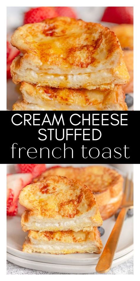 Easy Stuffed French Toast, Cream Cheese Stuffed French Toast, Oven French Toast, French Toast Sandwich, Stuffed French Toast Cream Cheese, Stuffed French Toast, French Toast Breakfast, Breakfast Recipes Sweet, Breakfast Sweets