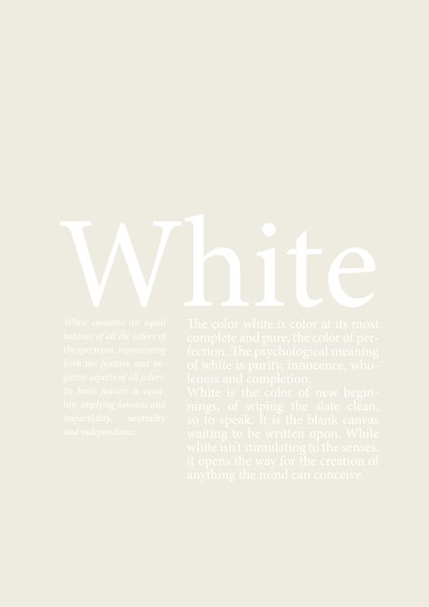 white quotes aesthetic - You can find all the colors posters on my website for sale: https://www.ambiance-mer.com/ Color White Quotes, White Colour Meaning, Quotes About White Colour, White Colour Quotes, Off White Quotes, White Colour Aesthetic, White Color Meaning, Color White Aesthetic, White Quotes Aesthetic