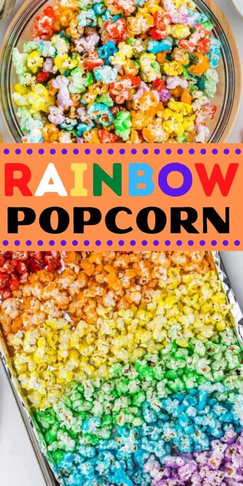 Rainbow Party Food, Rainbow Popcorn, Rainbow Snacks, Rainbow Themed Birthday Party, Rainbow Desserts, Rainbow Parties, Rainbow Unicorn Birthday, Diy Rainbow, Rainbow Food