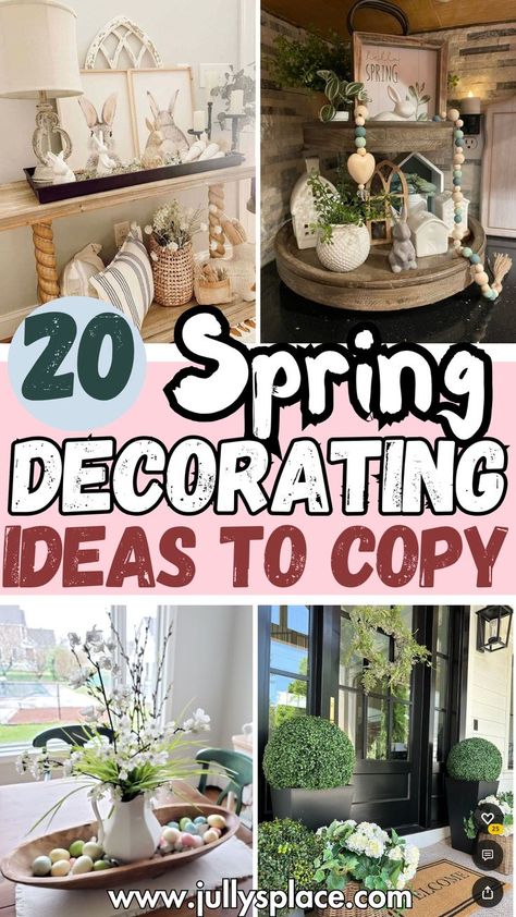 spring decorating ideas, spring decor ideas, spring decorations, spring home decor Rustic Spring Decor Diy, Decorating With Greenery, Diy Spring Decor, Rustic Spring Decor, Spring Home Decor Ideas, Spring Decorating Ideas, Spring Decor Ideas, Spring Interiors, Creative Storage Solutions