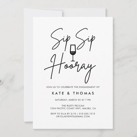 Sip Sip Hooray Minimalist Engagement Party Invitation  Zazzle Minimalist Engagement Party, Engagement Party Centerpieces, Sip Sip Hooray, Engagement Party Invitations, Party Centerpieces, Fathers Day Cards, Engagement Party, Invitation Zazzle, Invitation Design