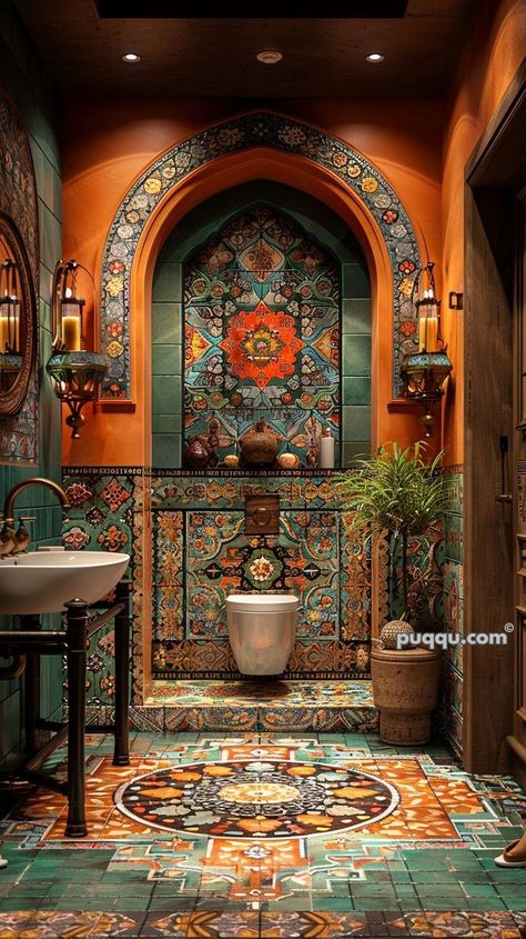 Moroccan Bathrooms, Arabian Interior Design, Exotic Bathrooms, Bathroom Board And Batten, Spanish Revival Bathroom, Bathroom Exhaust Fan With Light, Tweet Ideas, Moroccan Style Bathroom, Moroccan Inspired Bathroom