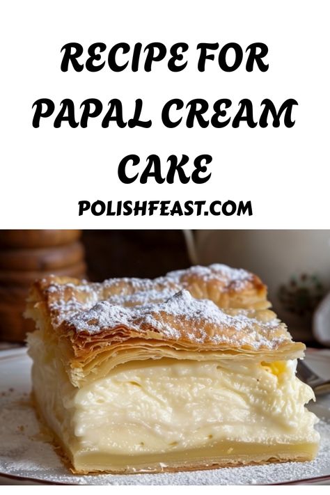 Explore the decadent flavors of a classic Polish treat - the Kremówka, also known as Papal Cream Cake. Indulge in layers of rich pastry and luscious cream with our step-by-step recipe to create an authentic taste of Poland. Discover the secrets behind this beloved delicacy and bring a piece of Polish culinary tradition to your own kitchen today. Wonderful Polish Cake, Polish Cakes Traditional, Polish Thanksgiving Recipes, Cream Patisserie Recipe, Polish Dessert Recipes, Scandinavian Baking, Ukrainian Dishes, German Plum Cake, Polish Cake