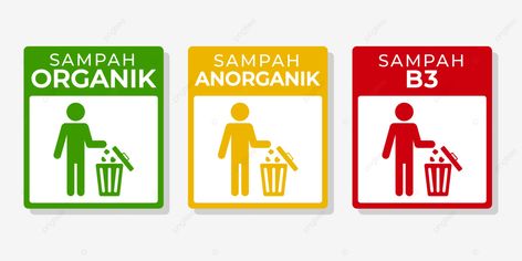 signs of organic non organic and dangerous waste in red yellow green color vector trash can sign t Poster Sampah Organik Dan Anorganik, Trash Sign, 17 Agustus, Graphic Templates, Color Vector, Red Yellow, Green Color, Green Colors, Trash Can