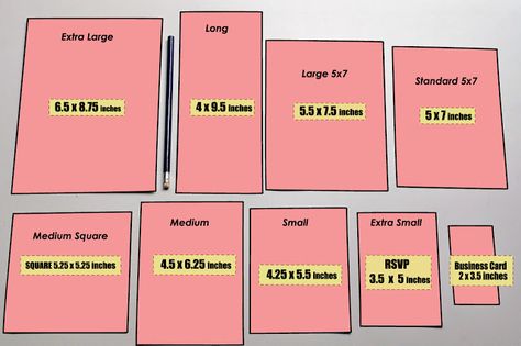 Standard Wedding Invitation Size, Envelope Size Chart, Standard Card Sizes, Japanese Birthday, Pocketfold Invitations, Birthday Invitation Card, Hidden Agenda, Wedding Invitation Size, Wedding Inside