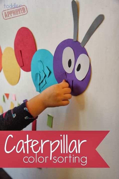 Toddler Approved!: Caterpillar Color Sorting Bug Activities, Children Stories, Toddler Ideas, Insects Theme, Preschool Colors, Teaching Colors, Virtual Learning, Class Room, Color Sorting