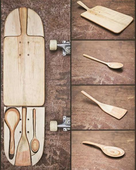 Old Skateboard, Skateboard Room, Skateboard Furniture, Skateboard Decor, Recycled Skateboards, Skateboard Design, Wooden Utensils, Skateboard Art, Spatulas