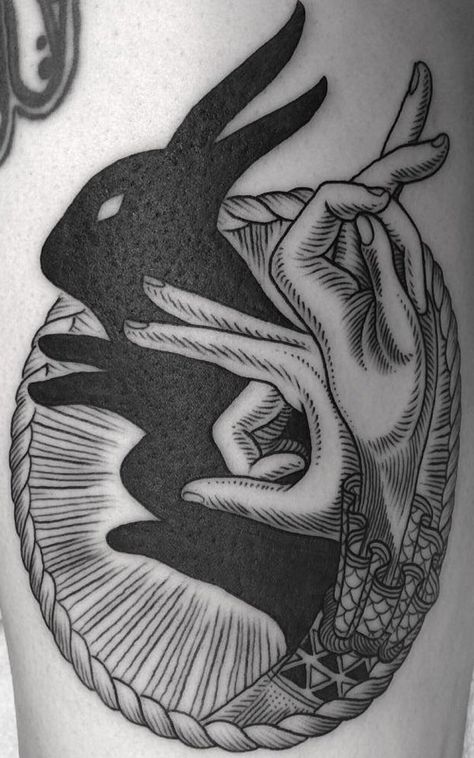 Bunny Rabbit Tattoo, Rabbit Tattoo Ideas, Rabbit Tattoo Design, Hase Tattoos, White Rabbit Tattoo, Science Tattoos, Hp Tattoo, Rabbit Tattoo, Occult Tattoo