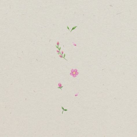 Cute Korean Tattoo Ideas, Dainty Asian Tattoo, Dainty Flowers Tattoos, Colorful Dainty Tattoos, Korean Fine Line Tattoo, Mini Flowers Tattoo, Minimalist Doodle Tattoo, Dainty Flower Drawing, Pink Tattoo Ink