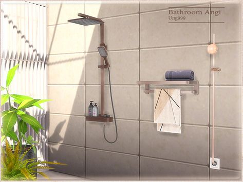 ung999's Bathroom Angi Sims 4 Cc Shower Head, Media Wall, Sims Community, Bathtub Shower, Electronic Art, The Sims Resource, Sims Resource, Bathroom Sets, Sims Cc