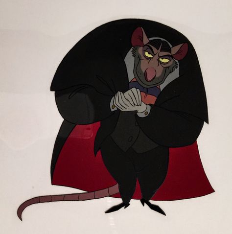 Animation Collection: Original production cel of Professor Ratigan from "The Great Mouse Detective," 1986 Ratigan The Great Mouse Detective, Professor Ratigan, Good Character Design, Artstyle Inspirations, Basil Of Baker Street, Rat Aesthetic, Toxic Yuri, London In June, Great Mouse Detective