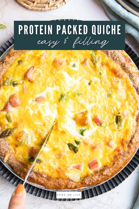 Elevate your mealtime with this classic ham and asparagus quiche, a culinary masterpiece that can be tailored to your taste with a store-bought or low-carb homemade crust. Light yet hearty, it's a buttery, savory delight that's high in protein (and optionally low-carb). The secret to perfection lies in the cooking method - roasting or air frying, for an extra layer of deliciousness. Don't forget to sprinkle in those crispy bacon bits for an unforgettable taste experience! High Protein Ham Recipes, High Protein Breakfast Quiche, High Protein Quiche Recipes, High Protein Quiche, Ham And Asparagus Quiche, Protein Quiche, No Crust Quiche, Ham And Asparagus, Asparagus Quiche Recipes