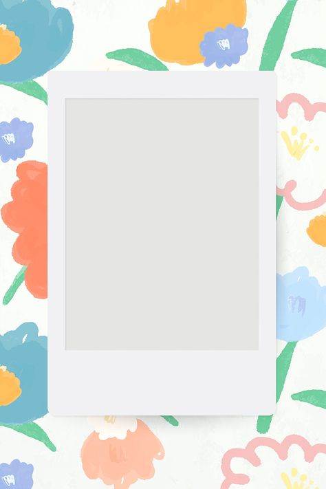 Frame Template Aesthetic, Wallpaper Camera, Instant Photo Frame, Doodle Floral, Flower Doodle, Polaroid Template, Frame Flower, Camera Frame, Instant Photo