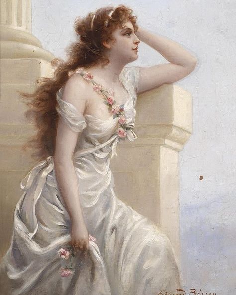 Erato - muse of love poetry on Instagram: “"A Young Beauty with a Wreath of roses" by Edouard Bisson.🌸🌼 . . . Reposted from @franko_qadn_97 . . . #painting #paint #art #painter…” Edouard Bisson, Istoria Artei, A4 Poster, Foto Art, Victorian Art, Romantic Art, Vintage Artwork, French Artists, Vintage Images