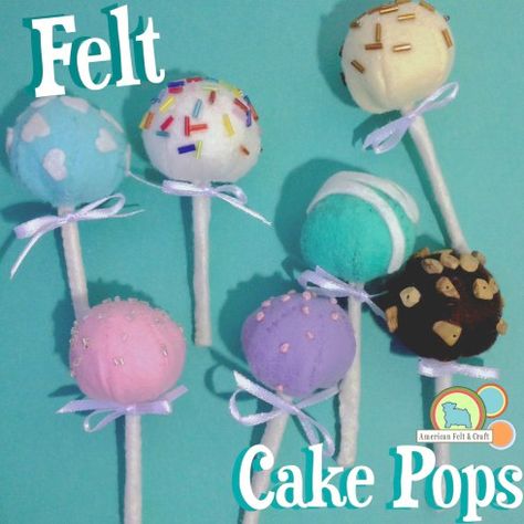 FREE Felt Cake Pop Tutorial ~ Felt Food Felt Cake Tutorial, Cake Pops Tutorial, Cake Pop Tutorial, Felt Food Diy, Felt Food Patterns, Felt Cake, Felt Play Food, Folding Origami, Food Patterns