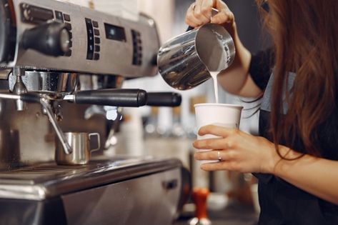 Barista cafe making coffee preparation s... | Free Photo #Freepik #freephoto #coffee #people #restaurant #black Barista Cafe, Milk Processing, Milk Plant, Scoop Of Ice Cream, Coffee Bread, The Marvels, Making Coffee, Milk Foam, Coffee Pictures