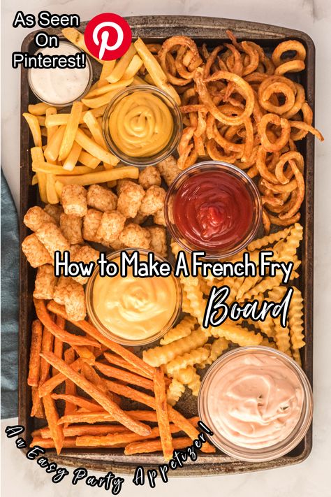 Fries Presentation Ideas, Fried Food Platter, Fries Board Ideas, French Fry Charcuterie Board Ideas, Fry Board Ideas, French Fry Meals, French Fry Board Ideas, French Fry Bar Ideas, French Fry Charcuterie Board