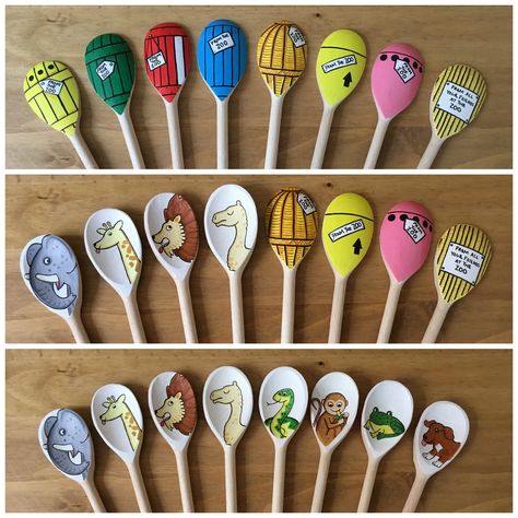 Story Spoons Ideas, Dear Zoo Story Sack, Story Sack Ideas Eyfs, Story Sack Ideas, Dear Zoo Book, Dear Zoo Activities, Teacher Worksheets Lesson Plans, Wooden Spoon Puppets, Story Spoons