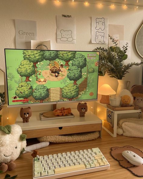 Cozy Desk, Study Desk Decor, Gamer Setup, Gamer Room Decor, Gaming Setups, Desktop Setup, Desk Inspiration, Study Room Decor, Gaming Room Setup