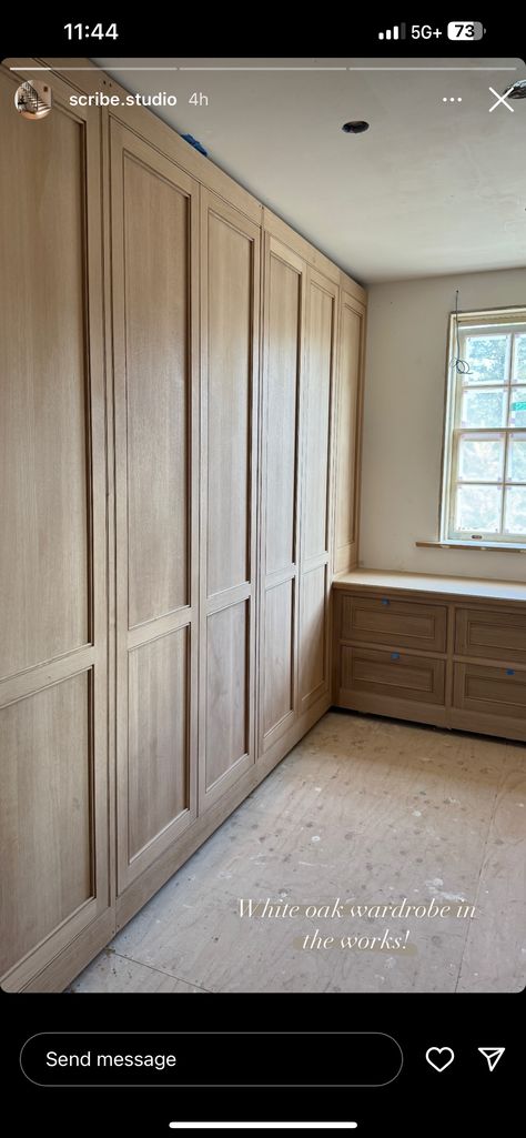 White Oak Closet, Oak Closet, Oak Wood Stain, Cabinet Closet, Oak Cabinet, White Oak Wood, Closet Cabinets, Bedroom Closet, White Stain