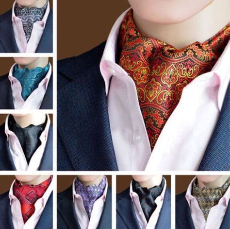 Mens Scarf Fashion, Cravat Tie, Ascot Ties, Stripe Silk, Neck Ties, Scarf Men, Well Dressed Men, Elegant Shirt, Gentleman Style