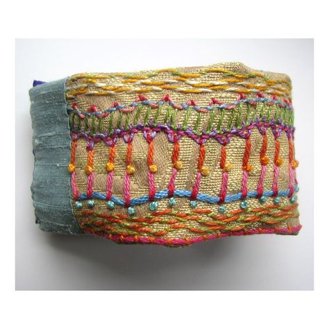 Fabric Cuff Bracelet, Upholstery Fabric Samples, Fiber Art Jewelry, Fabric Bracelets, Fiber Jewelry, 자수 디자인, Fabric Cuff, Textile Jewelry, Fabric Jewelry