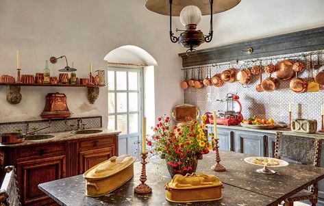 See More of Jacques Garcia's Sicilian Compound | Architectural Digest Sicilian Decor, Hotel Costes, Blue White Kitchens, Greek Villas, Casa Country, Carlo Scarpa, Gio Ponti, Cheap Decor, Wood Kitchen