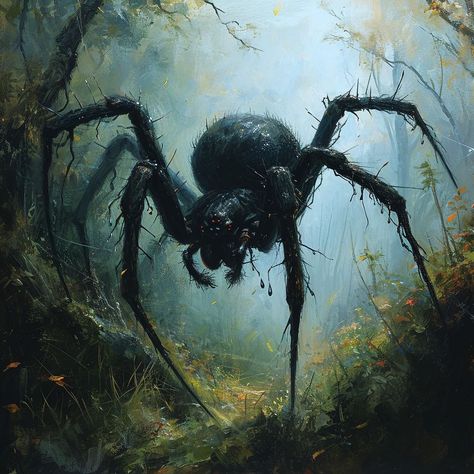 Giant Wolf Spider Dnd, Fantasy Spider Art, Giant Spider Art, Fantasy Spider, Dm Inspiration, Spider Monster, Giant Spiders, Beast Art, Winter Witch