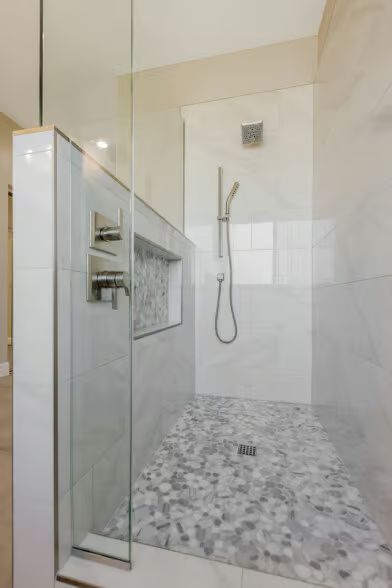 Pros And Cons Of A Shower Pony Wall3 Tile Shower Pony Wall, Wet Room Bathroom Pony Wall, Shower Remodel With Pony Wall, Shower Half Wall Ledge, Shower With Partial Glass Wall, Pony Wall Bathroom Tub, Walk In Shower Privacy Wall, Shower Knee Wall With Niche, Shower With 3/4 Wall