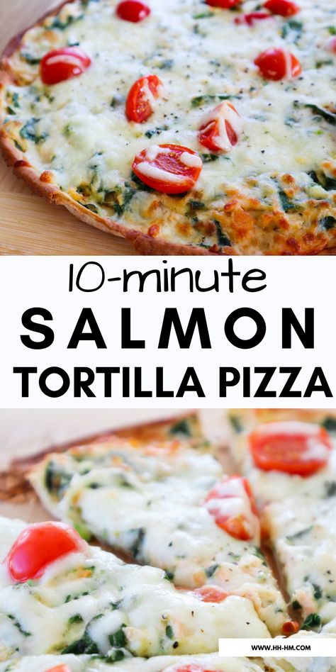 Salmon Tortilla, Pizza With White Sauce, Leftover Salmon Recipes, Salmon Toppings, Fish Pizza, Cooked Salmon, Salmon Pizza, Leftover Salmon, Sauce For Salmon