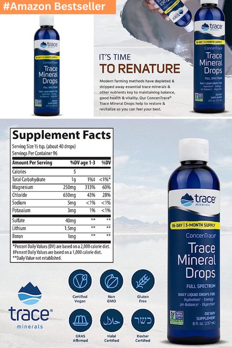 Trace Minerals Drops Benefits, Trace Minerals Benefits, Liquid Magnesium, Mineral Deficiency, Gut Health Diet, Back Stretches For Pain, Magnesium Chloride, Essential Minerals, Electrolyte Drink