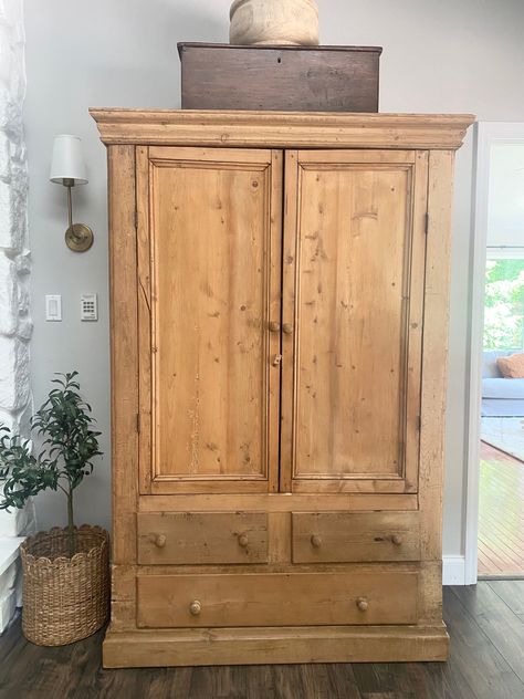 Antique Pine Wardrobe, Pine Hutch, Country Wardrobe, Pine Wardrobe, Vintage Armoire, Armoire Wardrobe, Pine Furniture, Furniture Rehab, Wardrobe Armoire