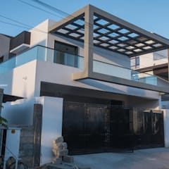 Proposed elevation by design ahead architects modern reinforced concrete | homify Terrace Pergola Design, Design Elevation, Modern House Floor Plans, Modern Balcony, Pergola Design, Interior Wall Design, House Front Design, Residential House, Pergola Designs