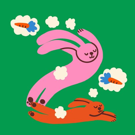 Dreaming of the next meal #rabbits #rabbitillustration #foodillustration - this was number 2 for @36daysoftype a while back #36days_2 Cool Rabbit Illustration, Lapin Illustration, Rabbit Illustration Design, Ferns Illustration, May Illustration, Animal Numbers, Journal Diaries, Rabbit Logo, Bunny Illustration