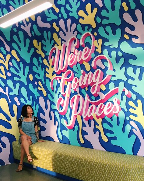 Lauren Hom, Office Mural, School Murals, Mural Design, Mural Wall Art, Wall Graphics, Design Milk, Mural Art, Hand Lettering