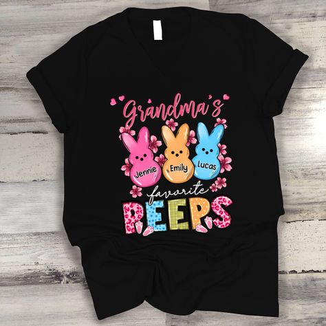 Personalized Grandma's Favorite Peeps CL01 V-NeckThe shirt will make a difference for the wearer, the details printed on the shirt are meticulously designed and harmoniously combined to help enhance the wearer's beauty. This design also makes an awesome present for grandparent day, parent's day gift, birthday gifts, Happy New Year, Christmas gifts, Mother's Day, Father's Day, Thanksgiving, Halloween, Fall, Holidays, Birthdays, Memorial Day, Valentine's Day, or who loves gifts, shirts, V-neck shi Grandparent Day, Deer Shirt, Present For Grandparents, Parents Day, Personalized Grandma, Tshirt Ideas, Grandparents Day, Halloween Fall, Sheer Material