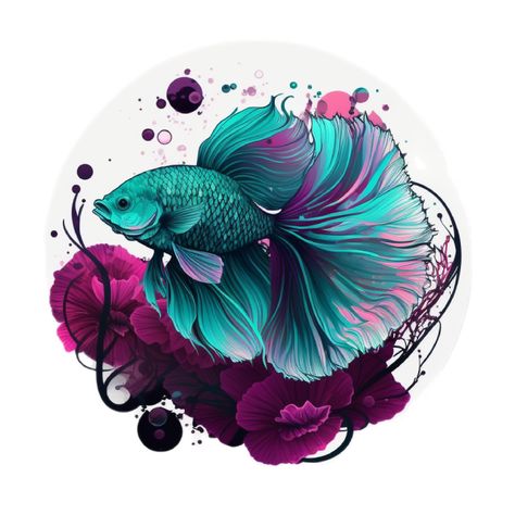 This colorful betta fish sticker features a vibrant and lively fish, with striking hues of blue, red, purple, and green that catch the eye. The fish's flowing fins are delicately outlined, adding to the intricate and captivating design of the sticker. It's sure to make a splash wherever it's placed! Fish Nail Art, Ocean Clipart, Joanna Basford Coloring, Fish Clipart, Watercolor Fish, Temporary Tattoo Designs, Fish Drawings, Basford Coloring, Craft Stash