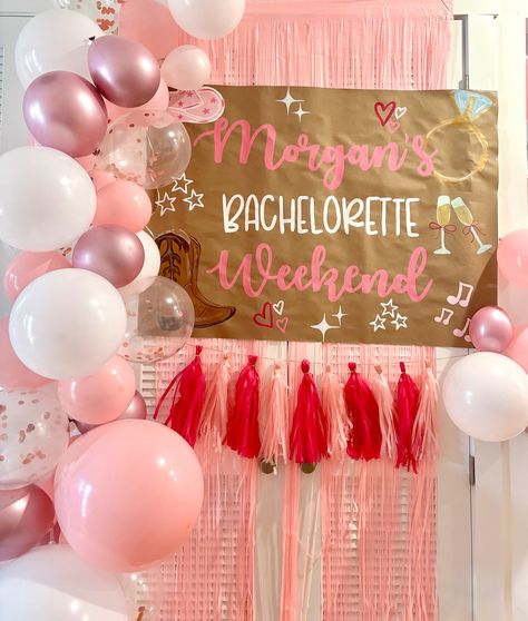 Nashville nights and bachelorette vibes! Loved creating this custom banner for Morgan’s Bachelorette Weekend! 🎶🎸🍾 #nashvilletn #nashvillebachelorette #bacheloretteweekend #partydecorations Bachelorette Vibes, Bachelorette Signs, Austin Bachelorette, Bachelorette Banner, Engagement Banner, Birthday Painting, Friendsgiving Party, Thanksgiving Banner